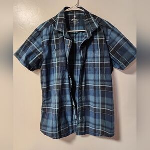 Kuhl Large Blue Plaid Men's Button Up Shirt